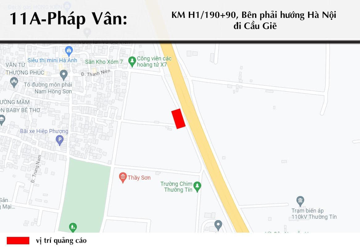Ảnh vị trí 11A (H0/192+20) QL1A Bên tay phải hướng cao tốc Pháp Vân - Cầu Giẽ, 3/3
