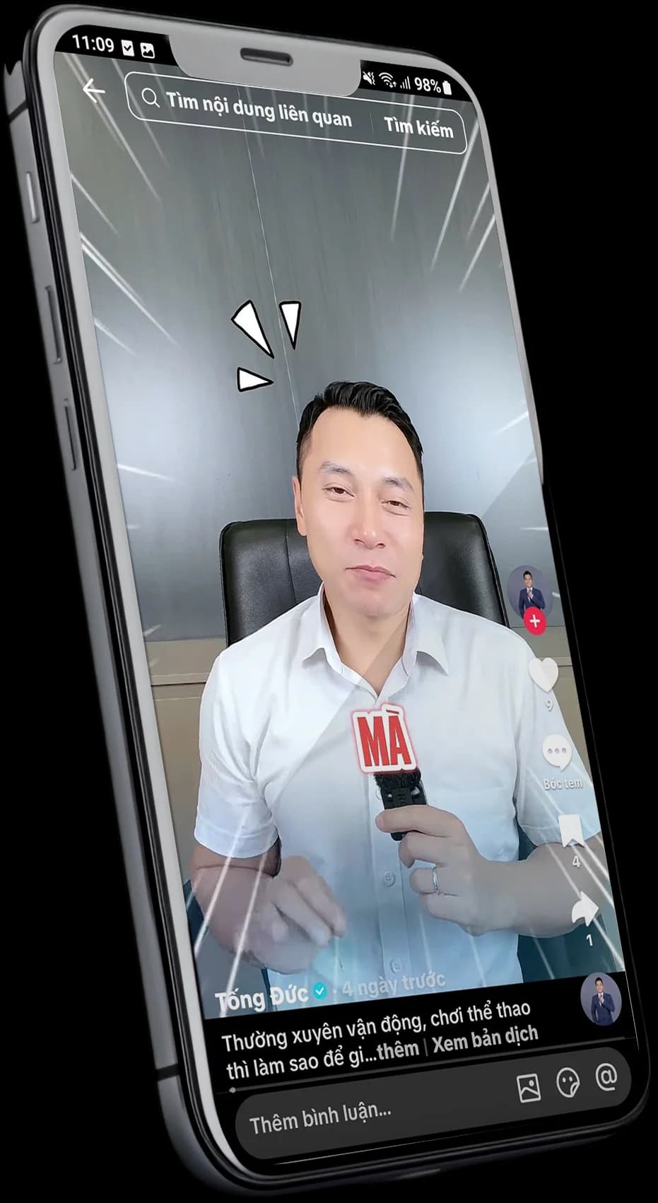 Video ngắn của Tống Đức trên điện thoại